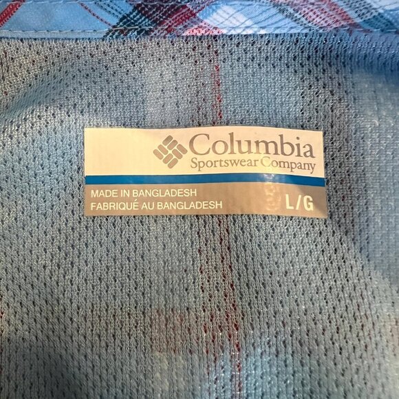 Men's Columbia Baby Blue Plaid Omni Shade Sun Protection, Size Large - Picture 8 of 12